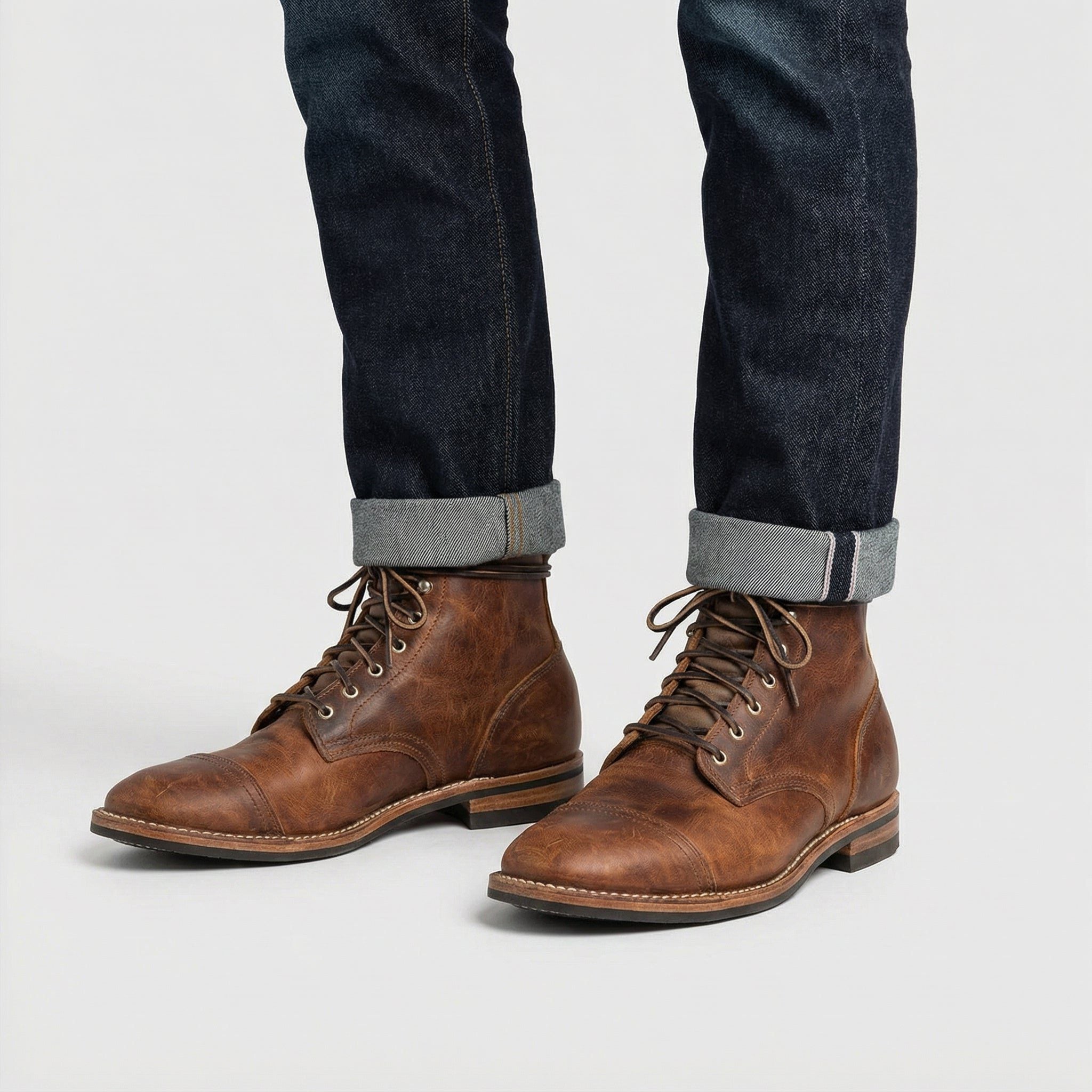 Lace-Up Leather Ankle Boots for Men - View 2