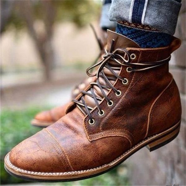 Lace-Up Leather Ankle Boots for Men - View 3