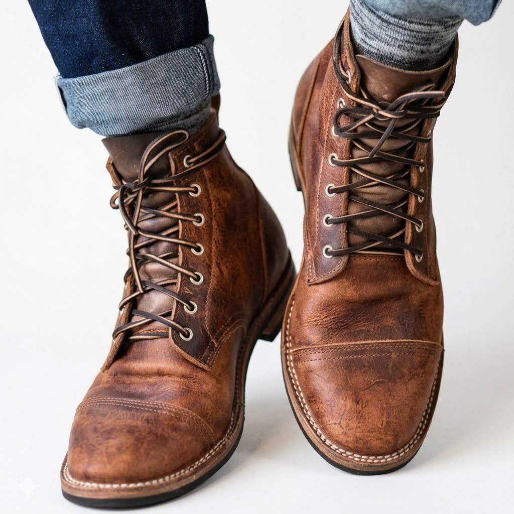 Lace-Up Leather Boots for Men