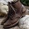 Lace-Up Leather Boots for Men - Brown