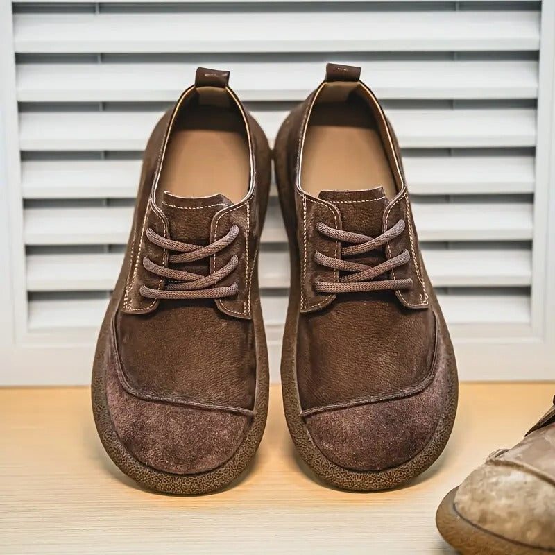 Lace-Up Leather Oxford Shoes for Men - Brown