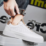 Perforated Leather Trainers with Lace-Up for Men