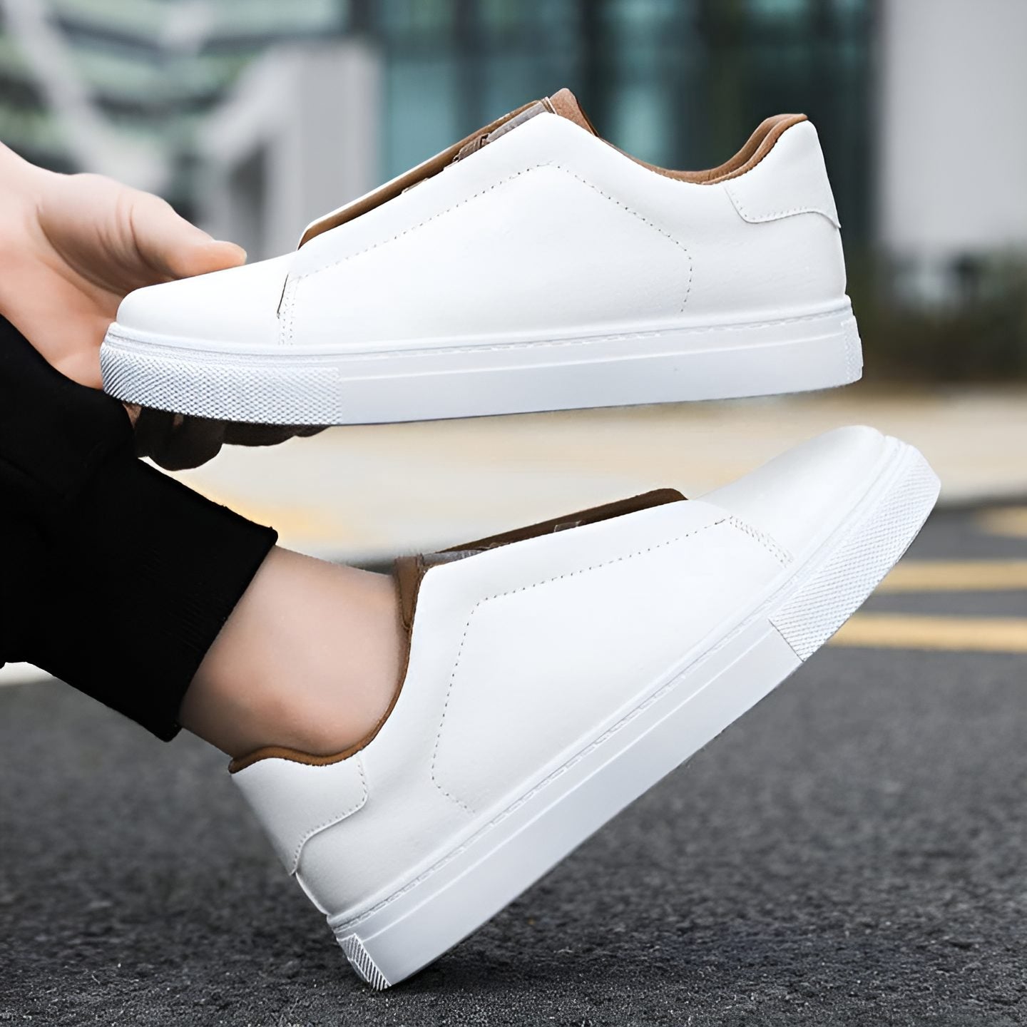 Lace-Up Leather Trainers for Men - View 5