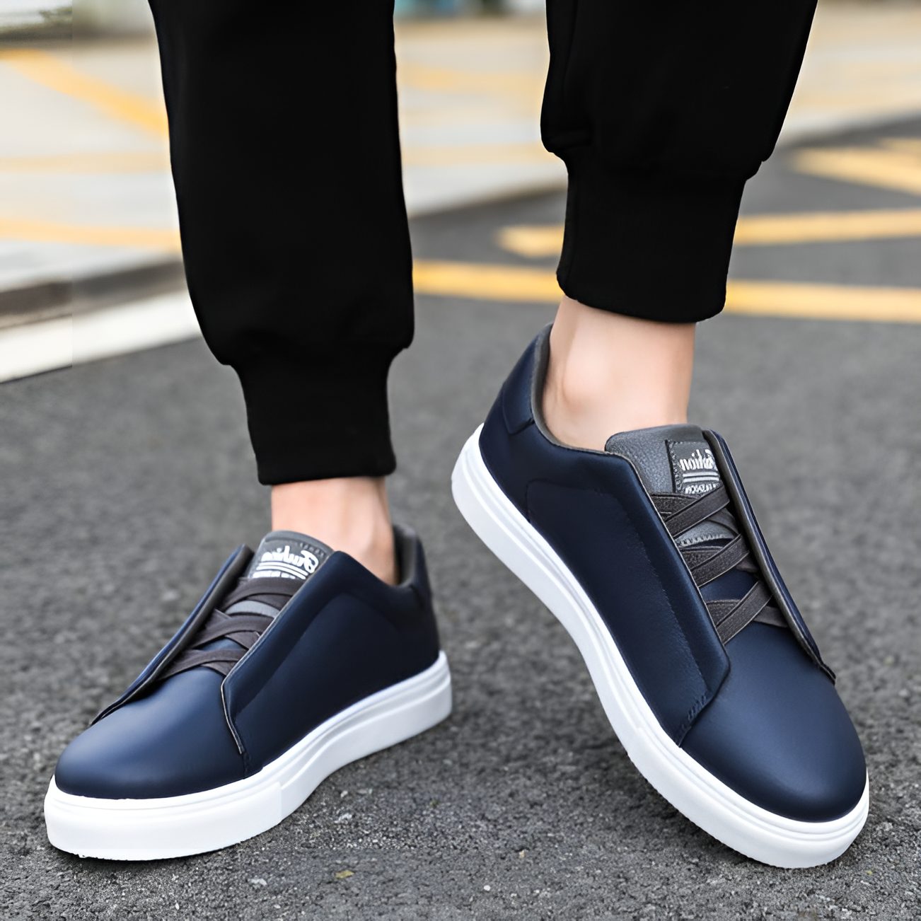 Lace-Up Leather Trainers for Men - View 7