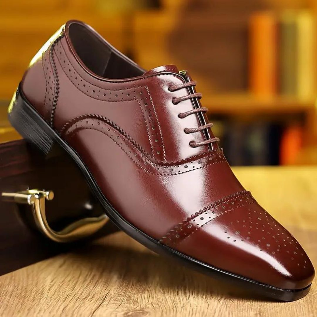 Lace-Up Oxford Brogues for Men - Bordeaux