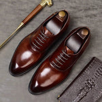 Pointed Toe Lace-Up Oxford Shoes for Men - Marron
