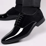 Lace-Up Patent Dress Shoes for Men - Black