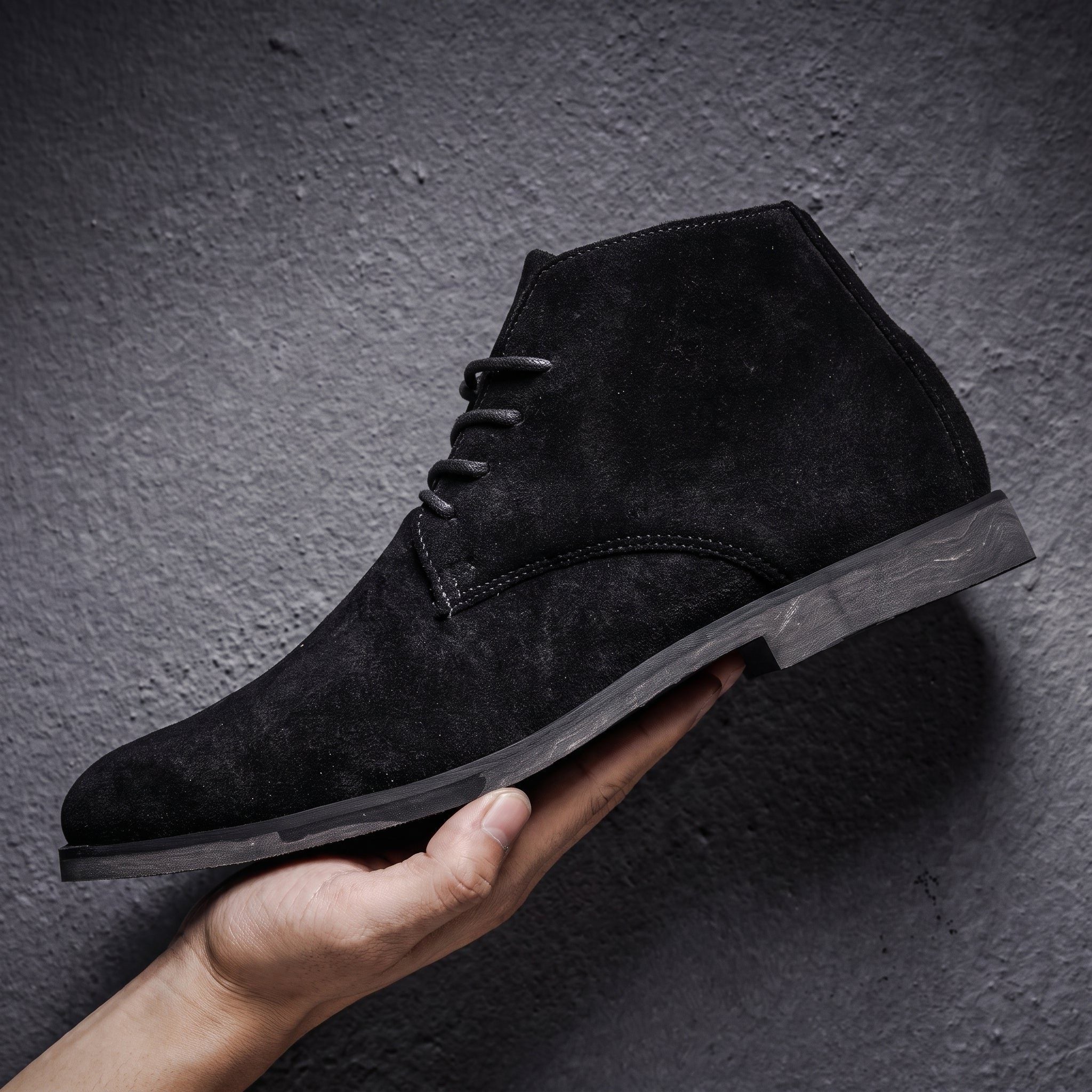 Lace-Up Pointed Toe Chukka Boots for Men - Black