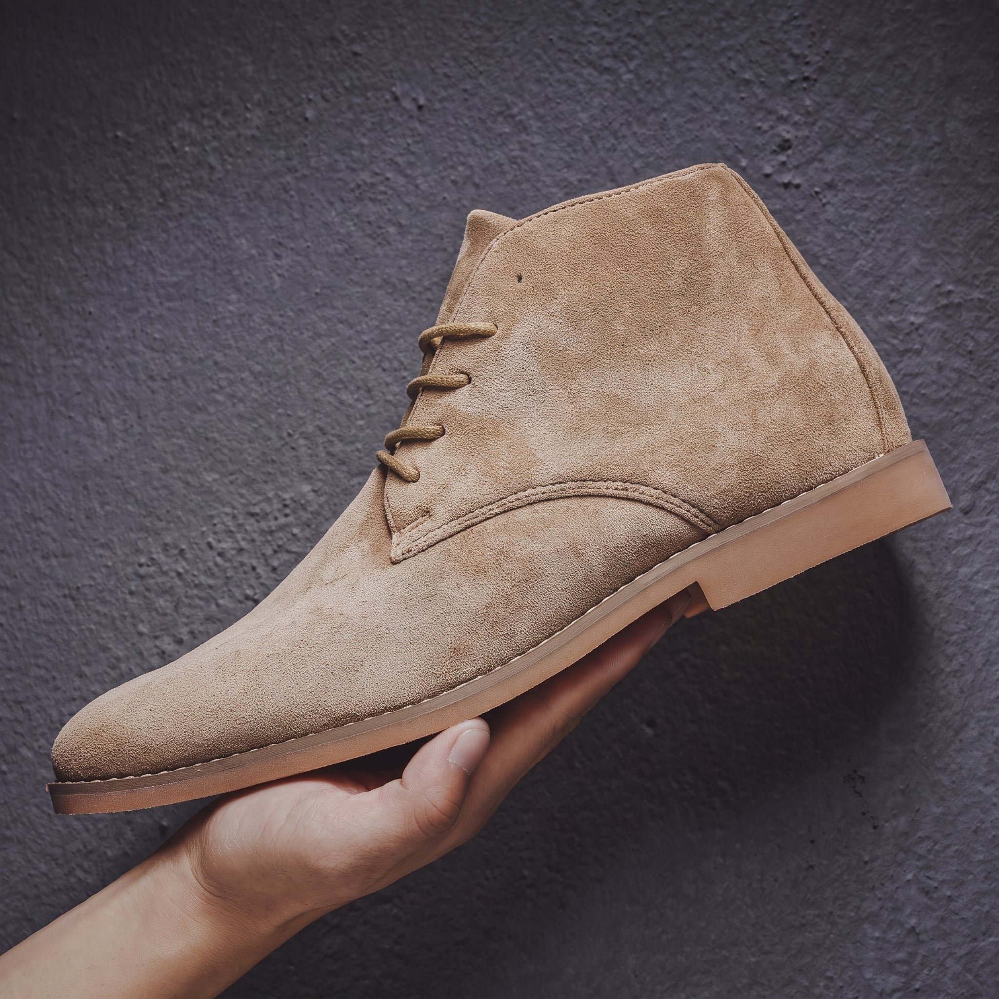 Lace-Up Pointed Toe Chukka Boots for Men - Khaki