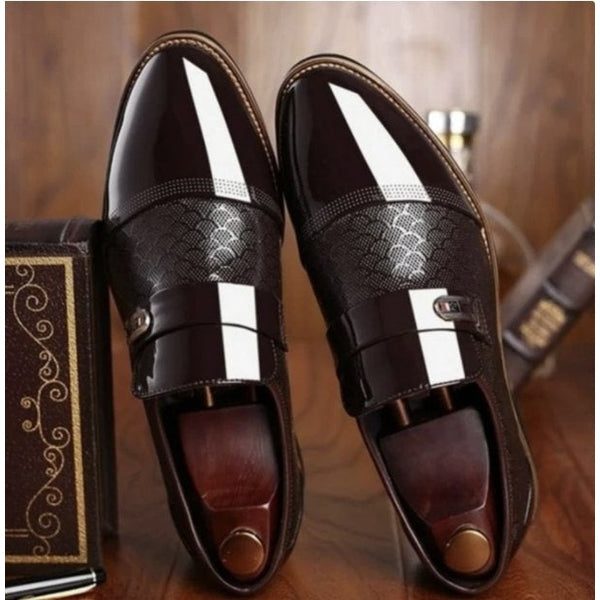 Lace-Up Pointed Toe Derby Shoes for Men - Brązowy