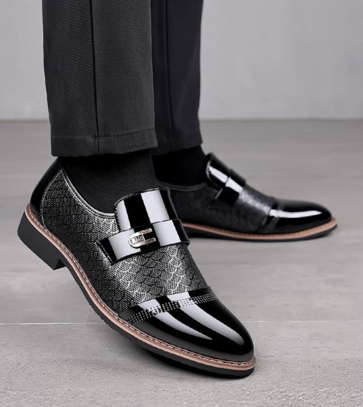 Lace-Up Pointed Toe Derby Shoes for Men - View 5