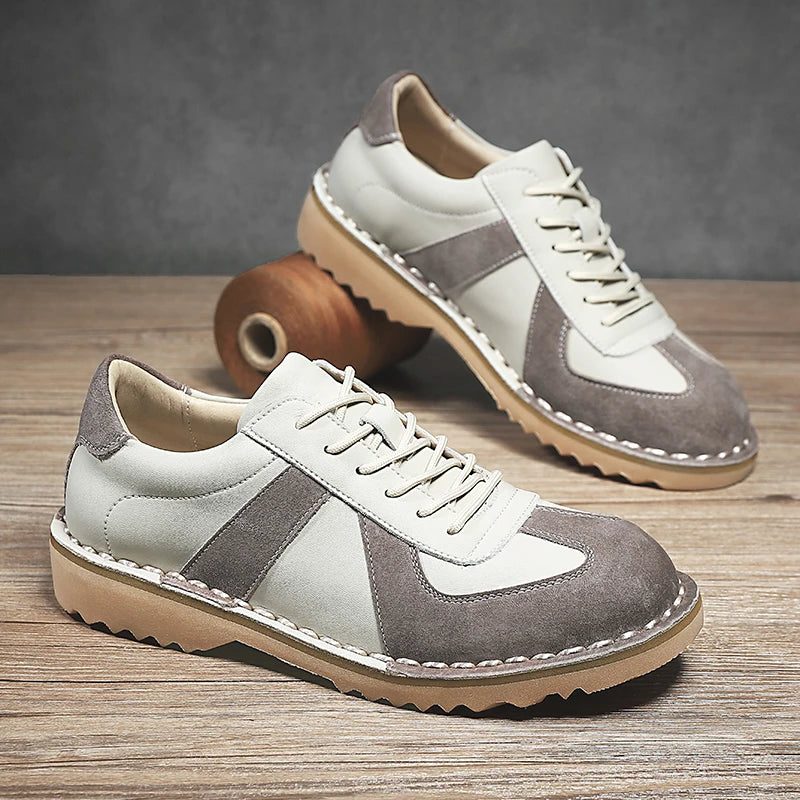 Lace-Up Suede Contrast Trainers for Men - View 3
