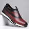 Laceless Leather Brogue Sneaker for Men - Wine Red