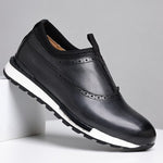 Laceless Leather Brogue Sneaker for Men - Black