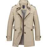 Lapel Collar Trench Coat for Men - Beige