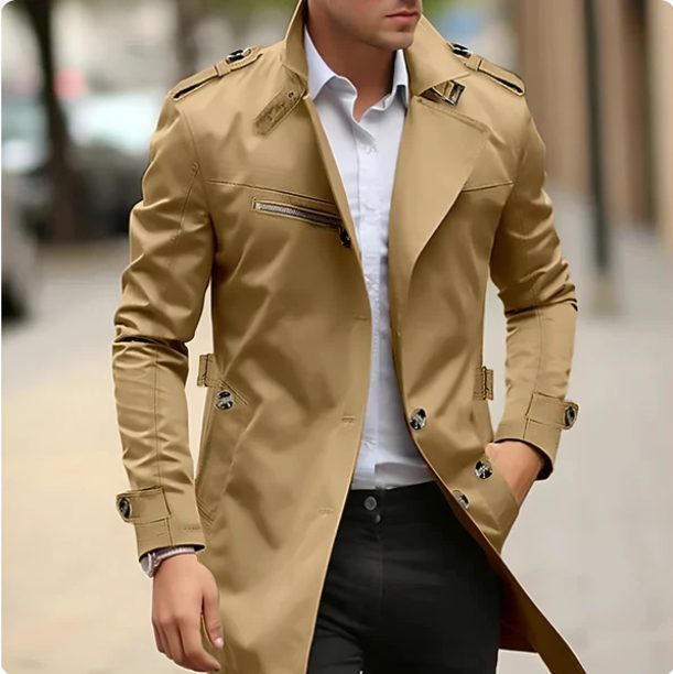 Lapel Collar Trench Coat for Men