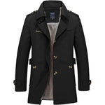 Lapel Collar Trench Coat for Men - Black