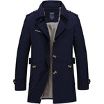 Lapel Collar Trench Coat for Men - Dark Blue