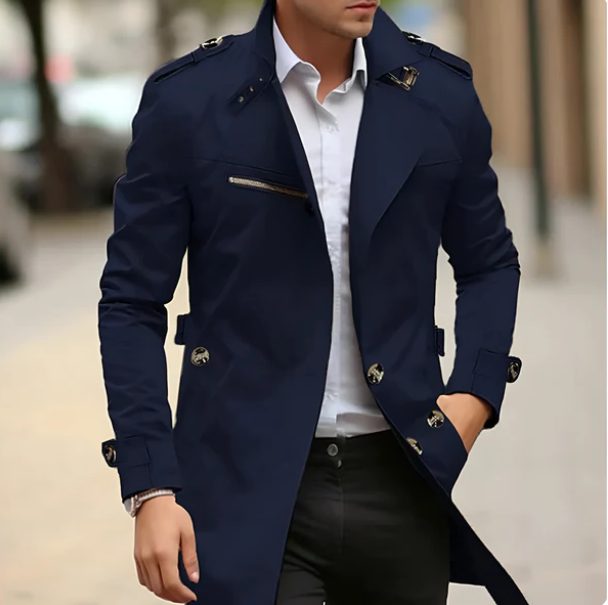 Lapel Collar Trench Coat for Men - View 2