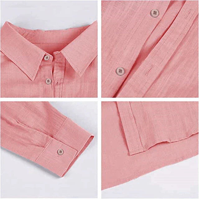 Cotton Linen Button-Down Shirt for Men