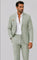 Linen Double-Breasted Slim Fit Suit Set for Men - Vert sauge