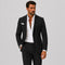 Linen Double-Breasted Slim Fit Suit Set for Men - Noir