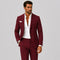 Linen Double-Breasted Slim Fit Suit Set for Men - Bordeaux