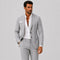 Linen Double-Breasted Slim Fit Suit Set for Men - Gris clair
