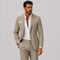 Linen Double-Breasted Slim Fit Suit Set for Men - Taupe