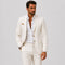 Linen Double-Breasted Slim Fit Suit Set for Men - Ivoire
