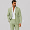 Linen Double-Breasted Slim Fit Suit Set for Men - Vert citron