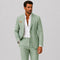 Linen Double-Breasted Slim Fit Suit Set for Men - Vert menthe