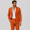 Linen Double-Breasted Slim Fit Suit Set for Men - Orange brûlé