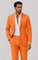 Linen Double-Breasted Slim Fit Suit Set for Men - Tangerine