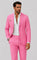 Linen Double-Breasted Slim Fit Suit Set for Men - Rose vif