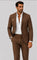 Linen Double-Breasted Slim Fit Suit Set for Men - Brun chocolat