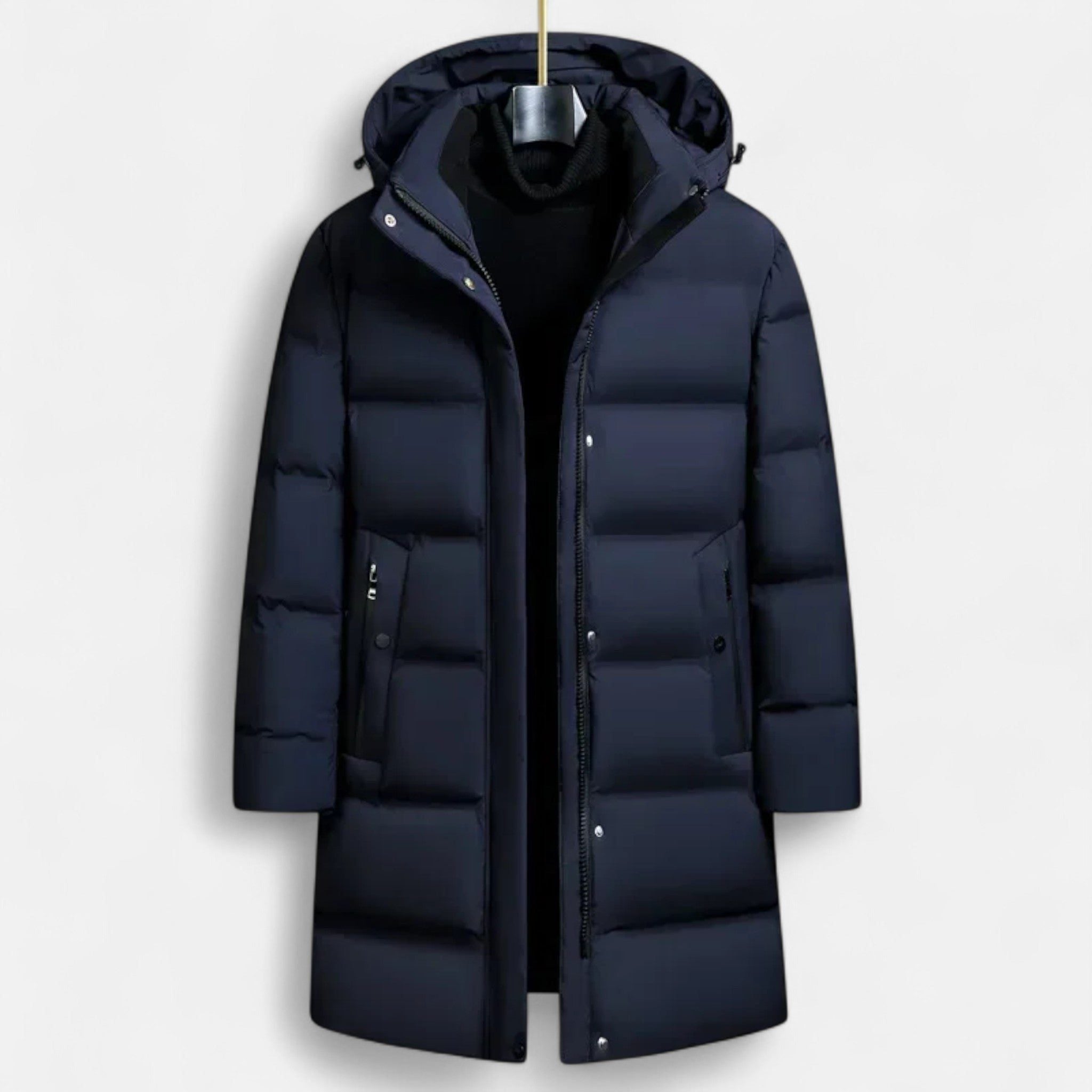 Long Puffer Coat with Hood for Men