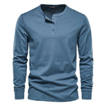 Long Sleeve Henley Shirt for Men - Lichtblauw