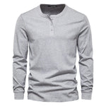 Long Sleeve Henley Shirt for Men - Lichtgrijs