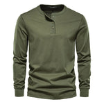 Long Sleeve Henley Shirt for Men - Groen