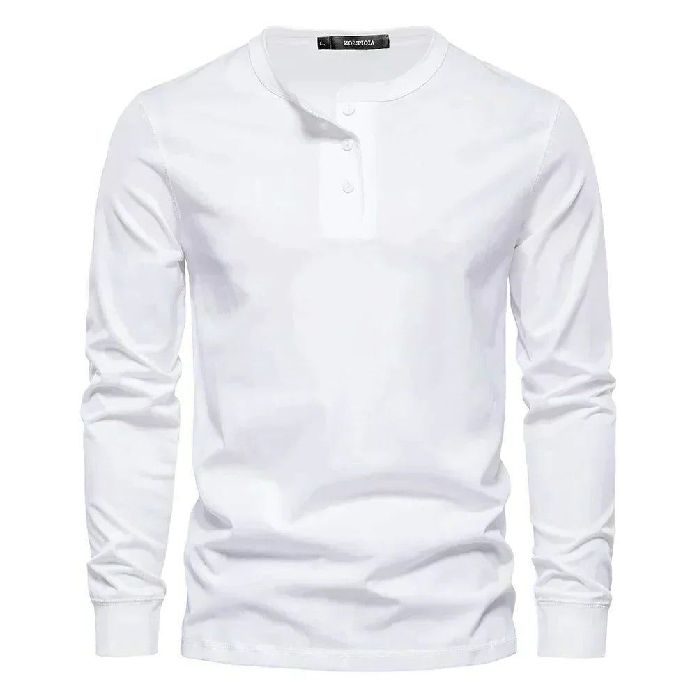 Long Sleeve Henley Shirt for Men - Wit