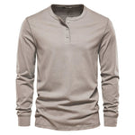 Long Sleeve Henley Shirt for Men - Beige