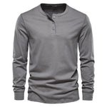 Long Sleeve Henley Shirt for Men - Donkergrijs