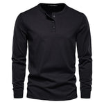 Long Sleeve Henley Shirt for Men - Zwart