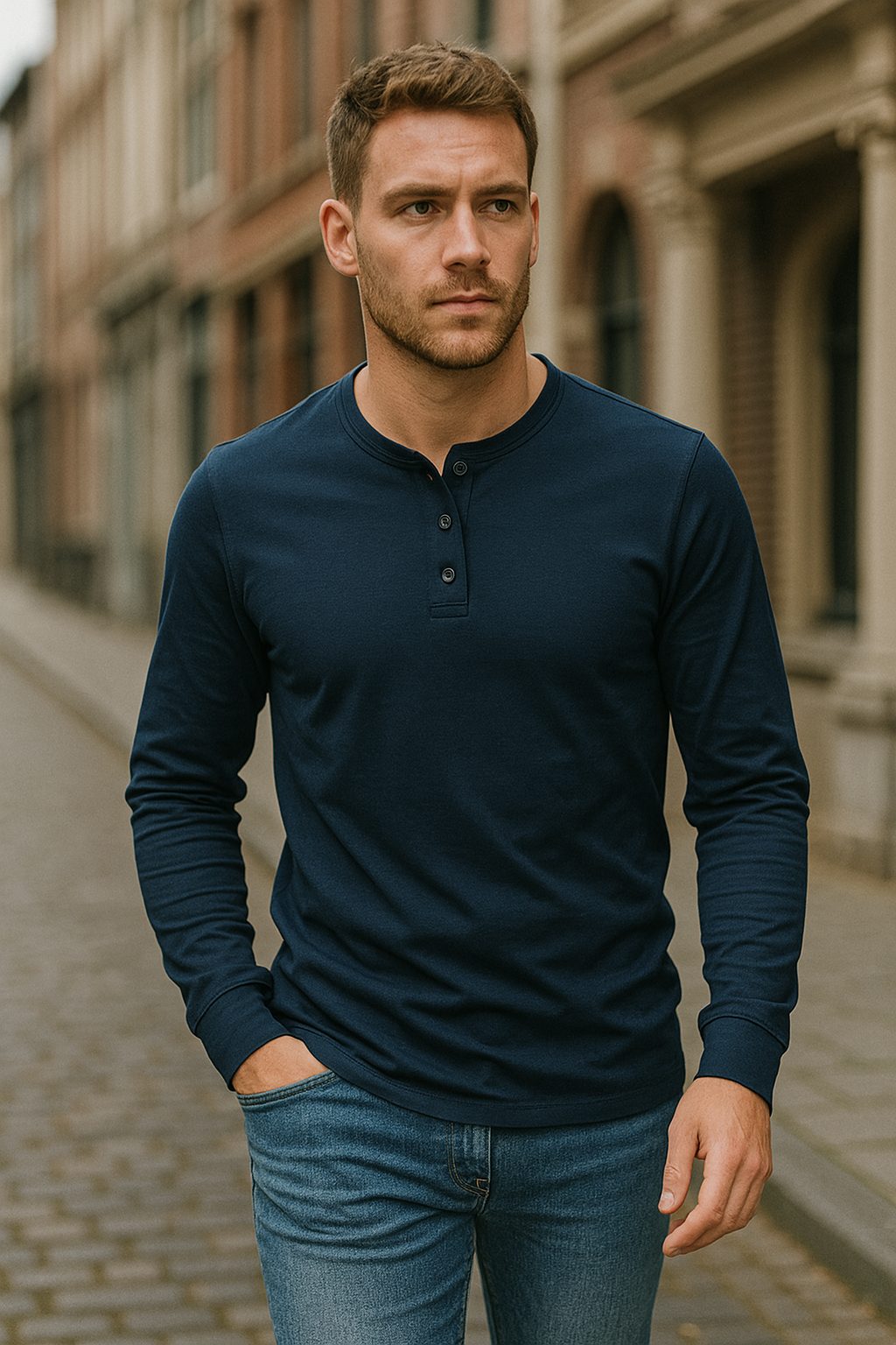 Long Sleeve Henley Shirt for Men - View 9