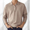 Long Sleeve Knit Polo for Men - Khaki