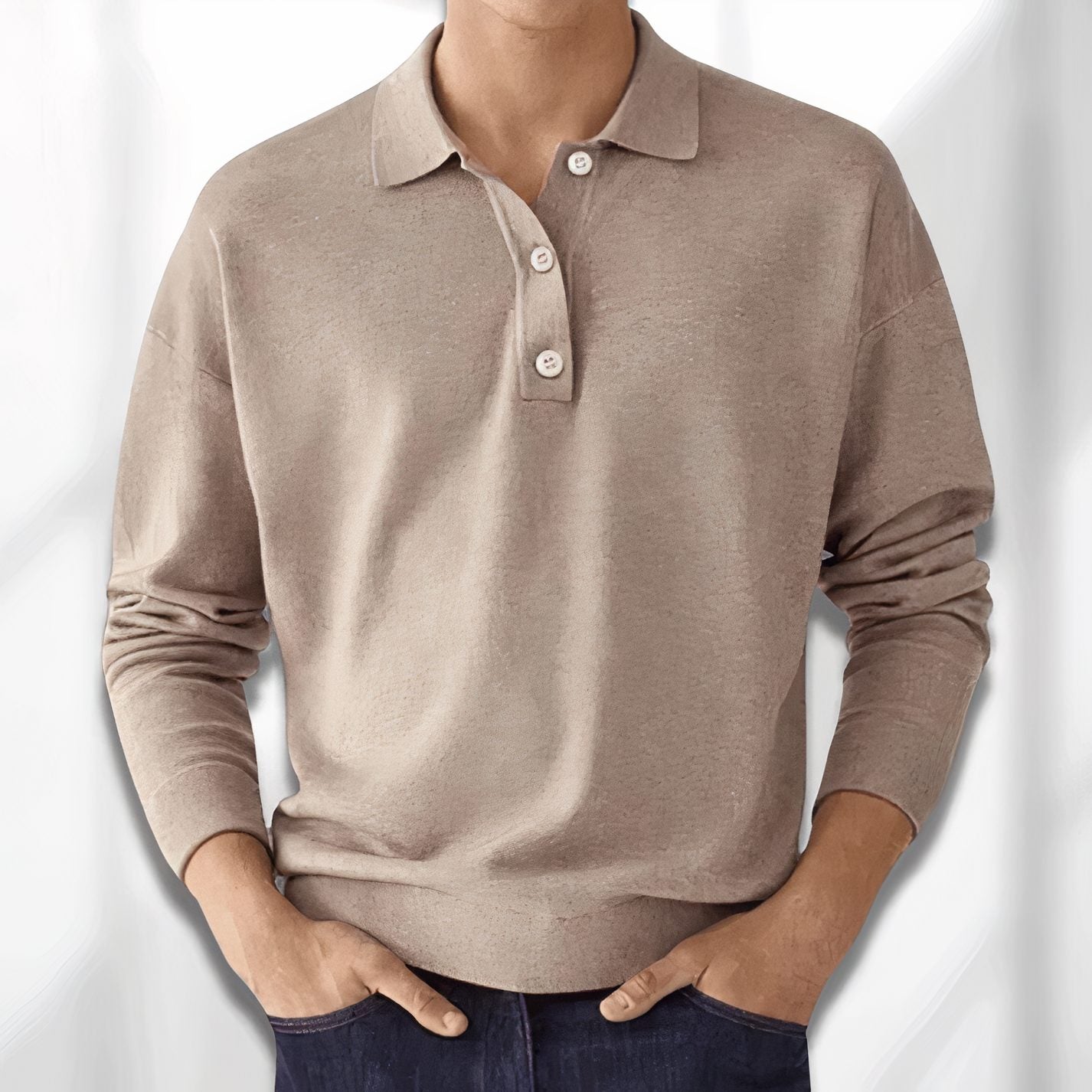 Long Sleeve Knit Polo for Men