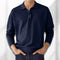 Long Sleeve Knit Polo for Men - Blue