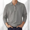 Long Sleeve Knit Polo for Men - Grey