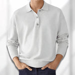 Long Sleeve Knit Polo for Men - White